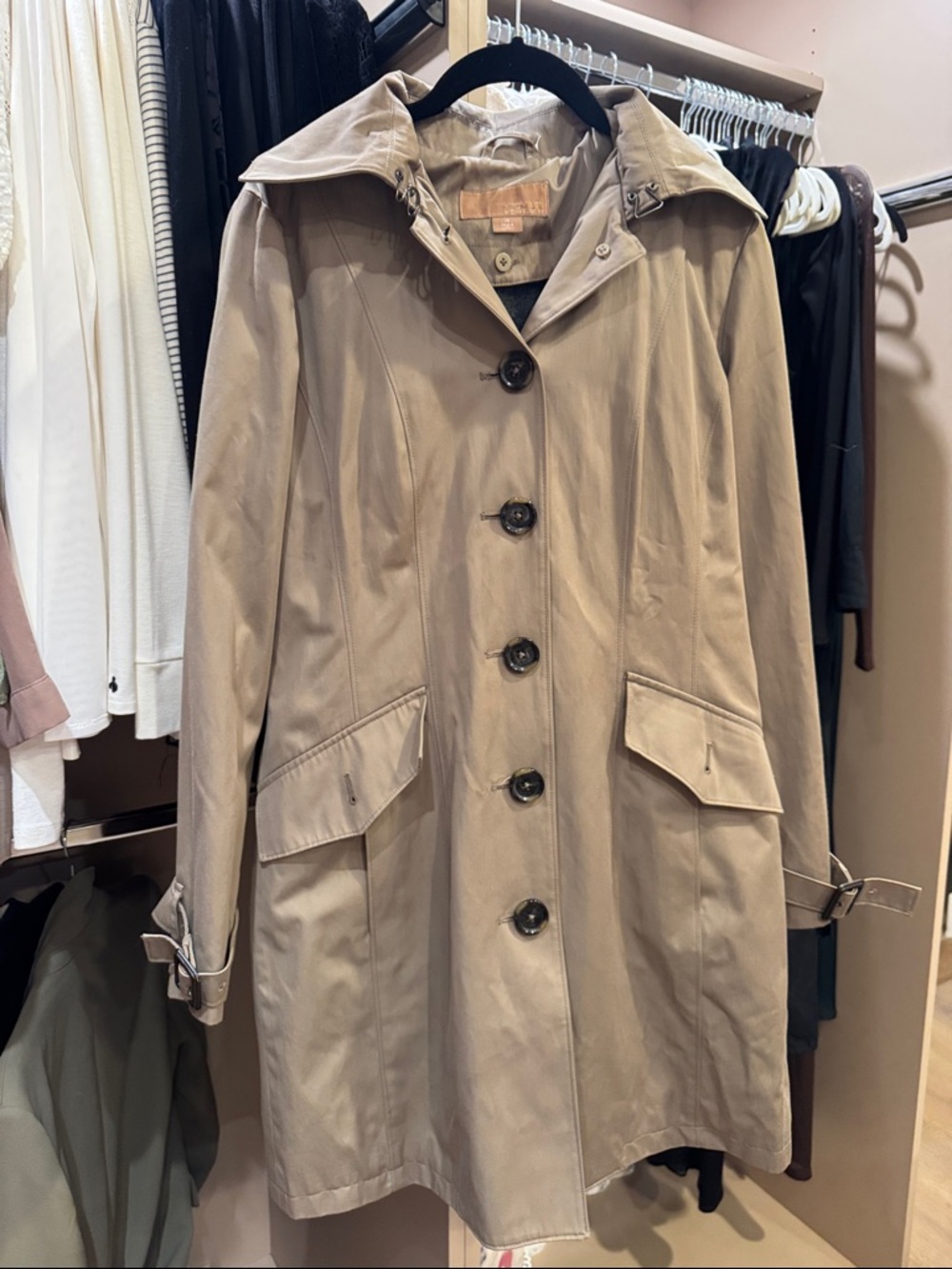 MICHAEL Michael Kors Taupe Single-Breasted Trench Coat